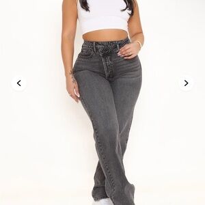 Fashion Nova Asymmetrical Stylish High Rise Gray Women's Jeans Size 9